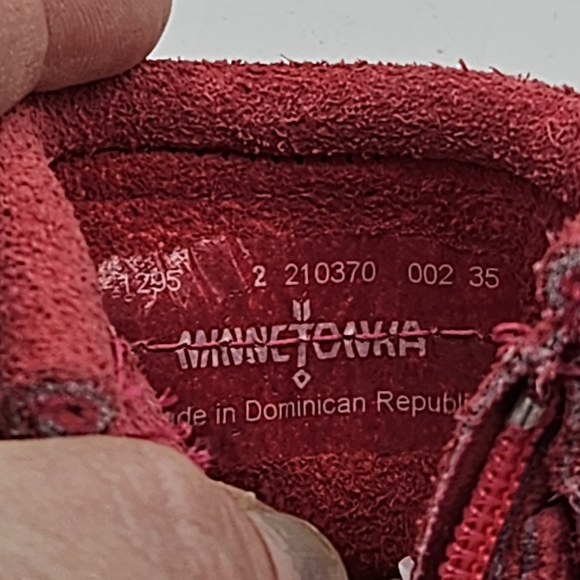 Minnetonka pink suede double Fringe baby booties size 2 - Picture 9 of 16